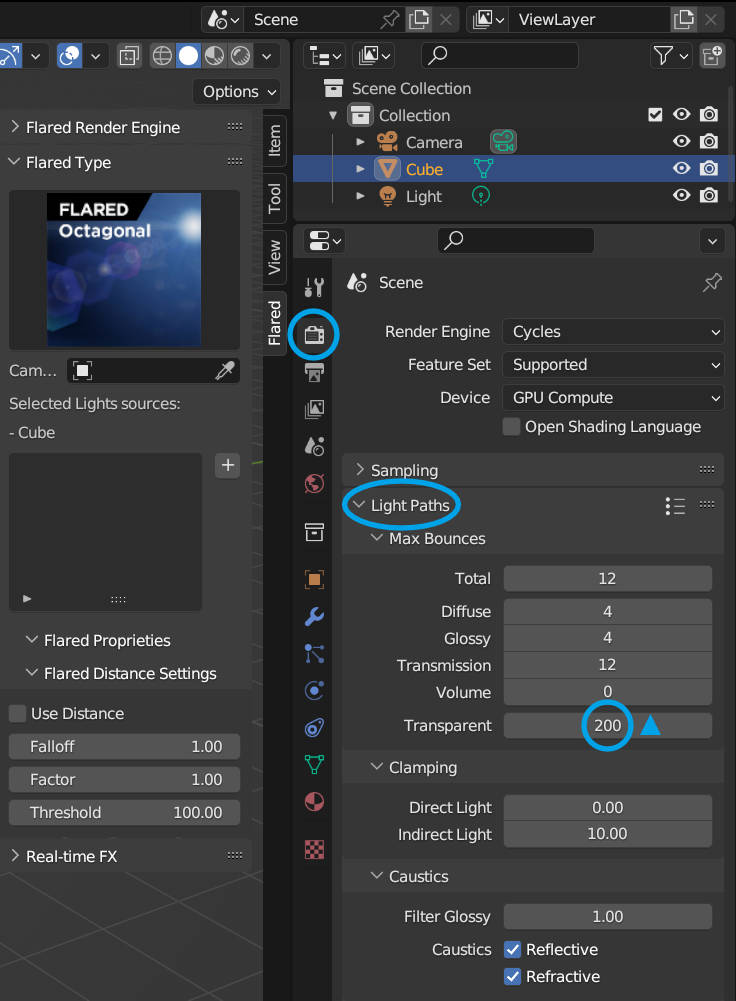 Lens Flare Transparent Light Path