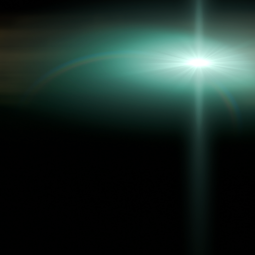 dark, green-tinted lens flare preset for Blender – Flared2 addon thumbnail preview